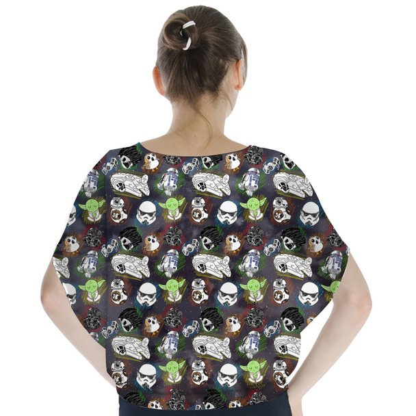 Batwing Chiffon Top - Sketched Star Wars