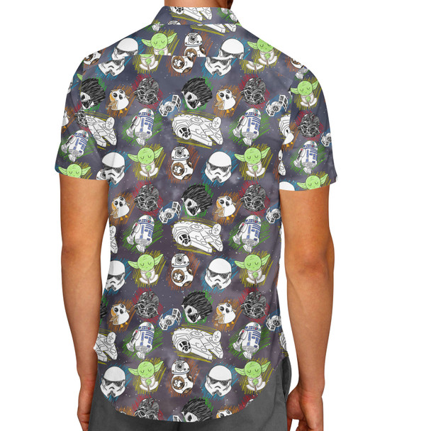 Men's Button Down Short Sleeve Shirt - Sketched Star Wars