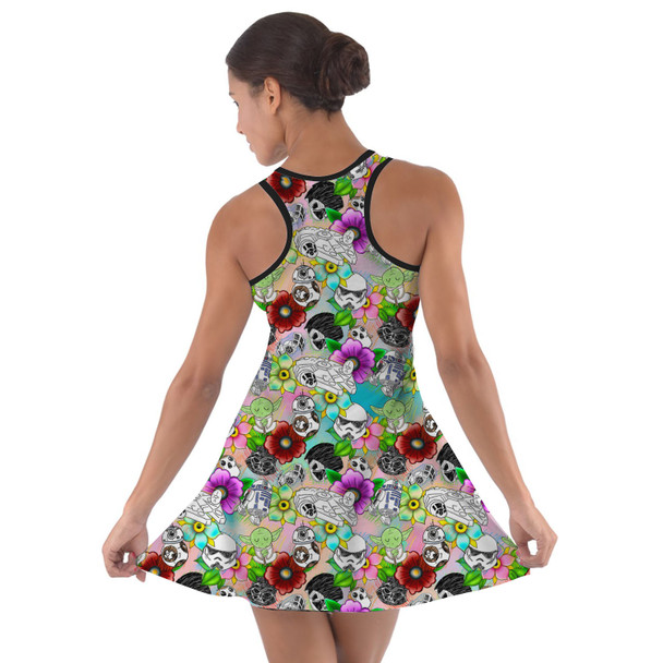 Cotton Racerback Dress - Sketched Floral Star Wars