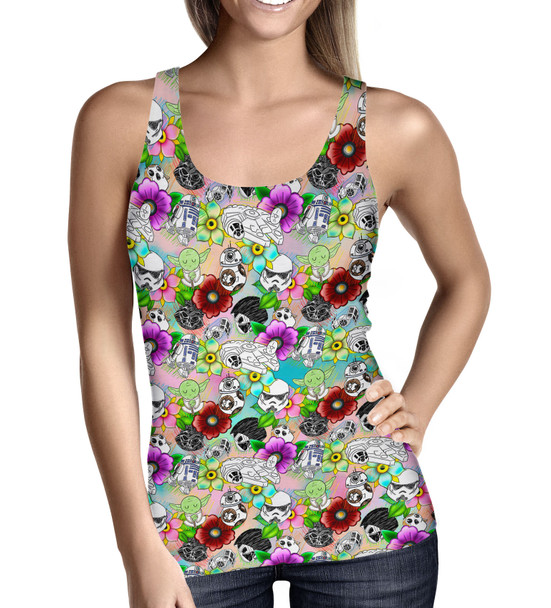 Women's Tank Top - Sketched Floral Star Wars