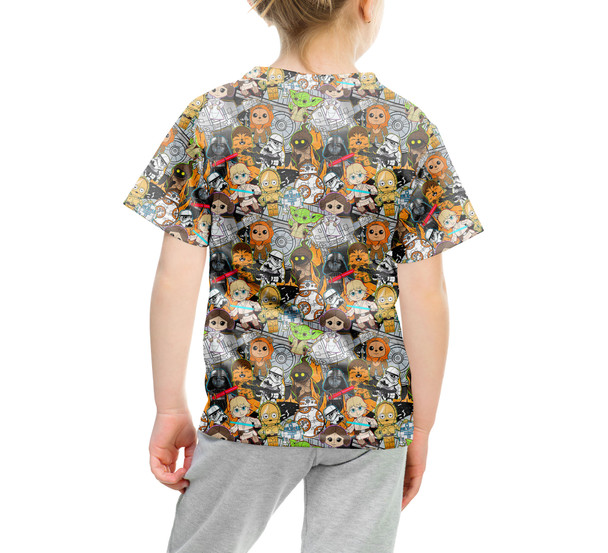 Youth Cotton Blend T-Shirt - Sketched Cute Star Wars Characters