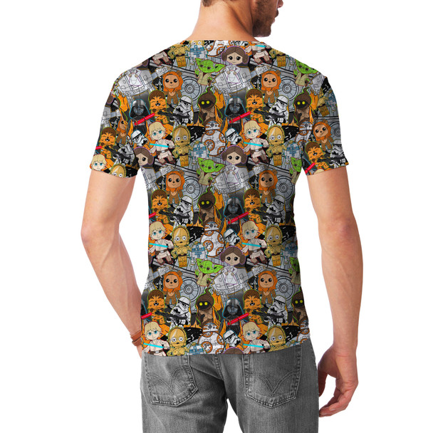 Men's Cotton Blend T-Shirt - Sketched Cute Star Wars Characters