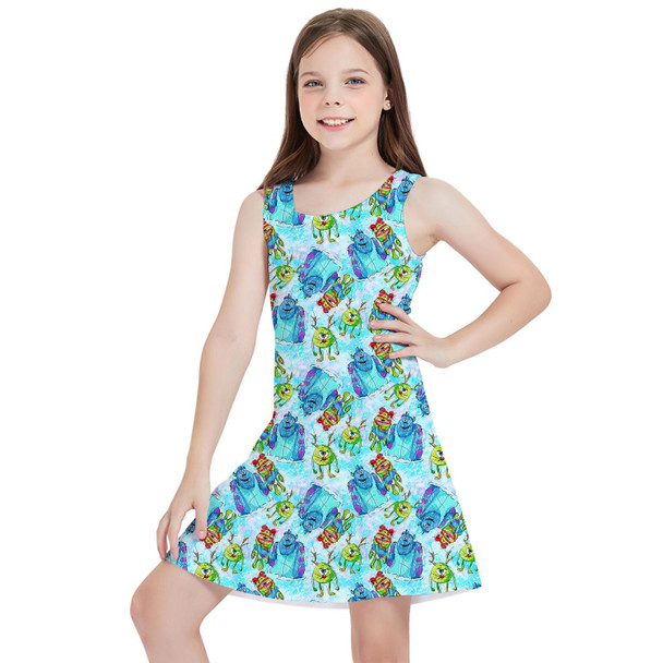 Girls Sleeveless Dress - A Monsters Inc Christmas