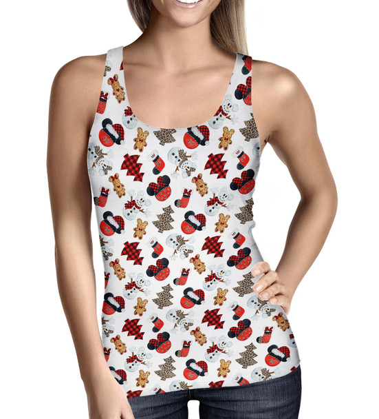 Women's Tank Top - Buffalo Plaid Mouse Ears Christmas