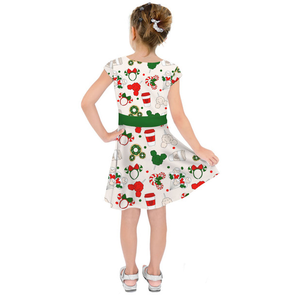 Girls Short Sleeve Skater Dress - Christmas Snacks 'n Ears