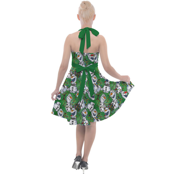 Halter Vintage Style Dress - Sketched Olaf Christmas