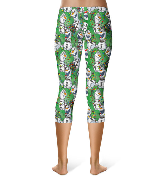 Sport Capri Leggings - Sketched Olaf Christmas