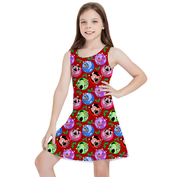 Girls Sleeveless Dress - Funny Mouse Ornament Reflections