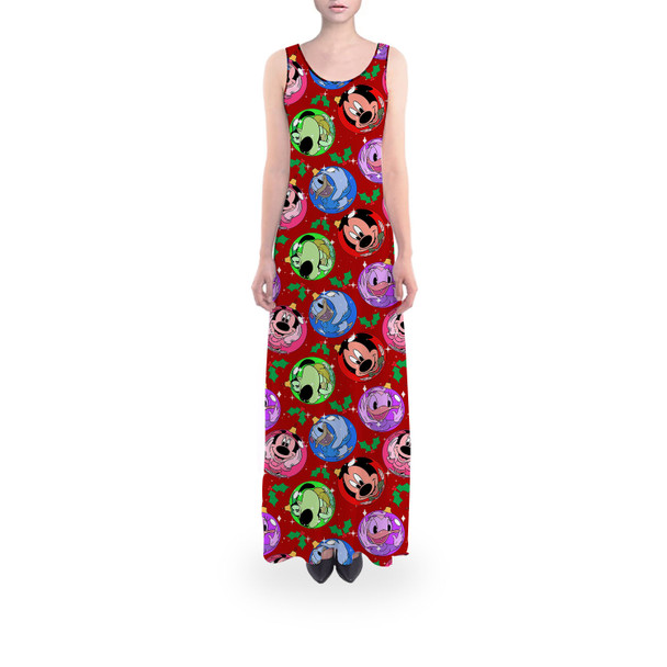 Flared Maxi Dress - Funny Mouse Ornament Reflections