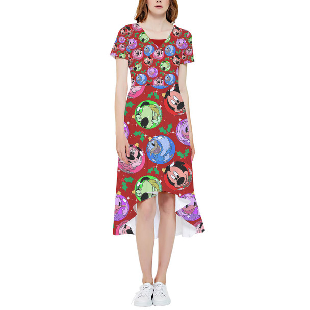 High Low Midi Dress - Funny Mouse Ornament Reflections