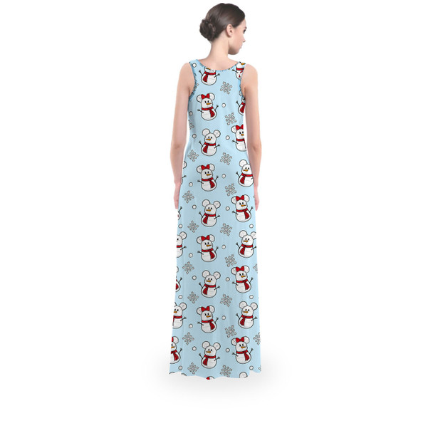 Flared Maxi Dress - Mickey & Minnie Snowmen