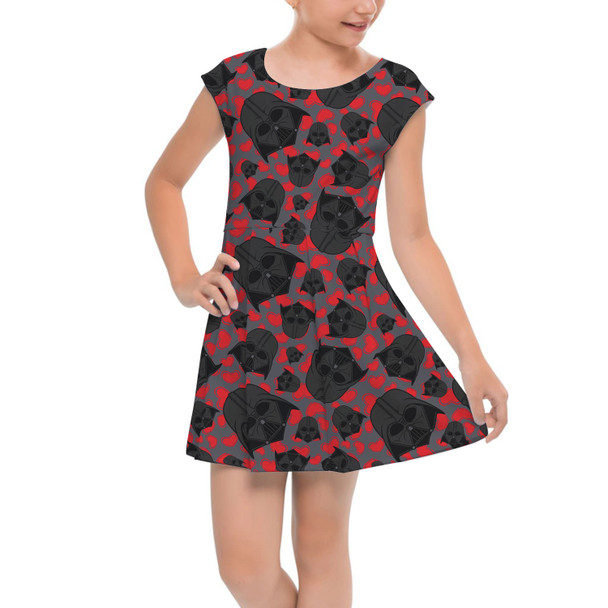 Girls Cap Sleeve Pleated Dress - Vader Valentine