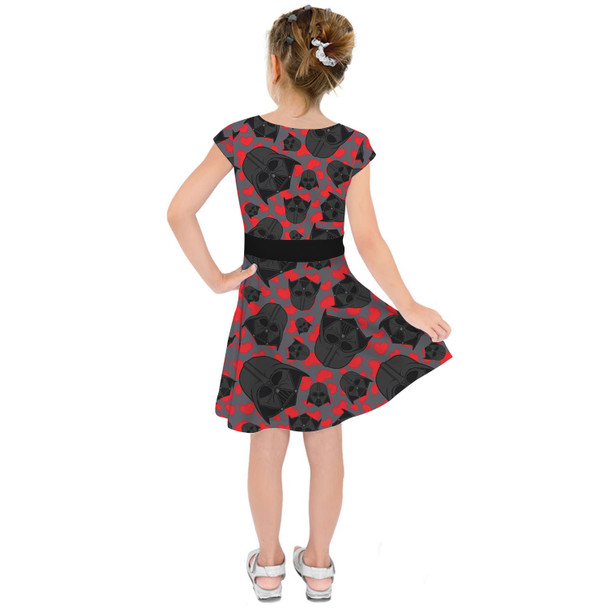 Girls Short Sleeve Skater Dress - Vader Valentine