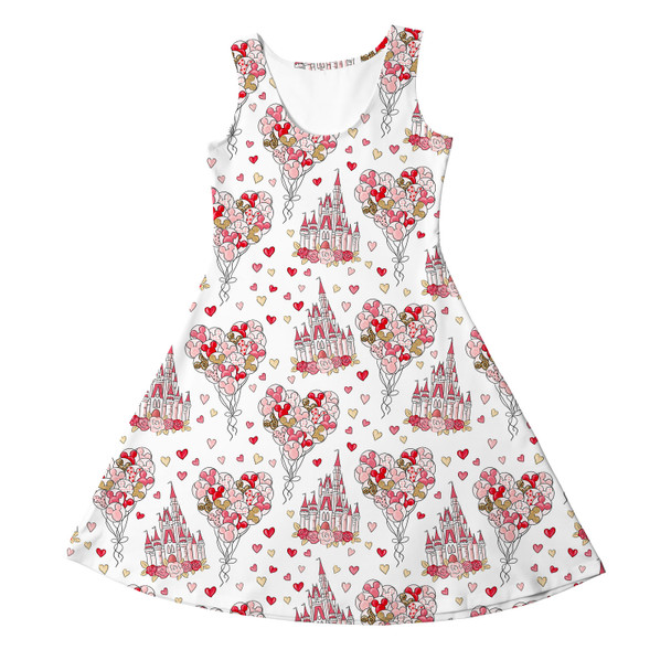 Girls Sleeveless Dress - Valentine Disney Castle