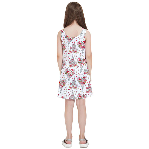 Girls Sleeveless Dress - Valentine Disney Castle