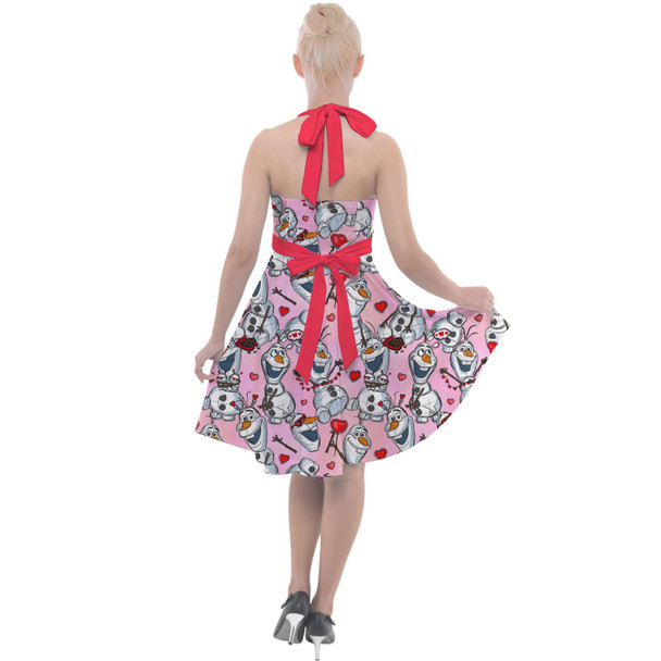 Halter Vintage Style Dress - Sketched Olaf Valentine's Day