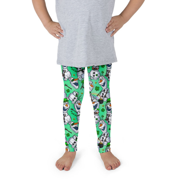 Girls' Leggings - Sketched Olaf St. Patrick's Day