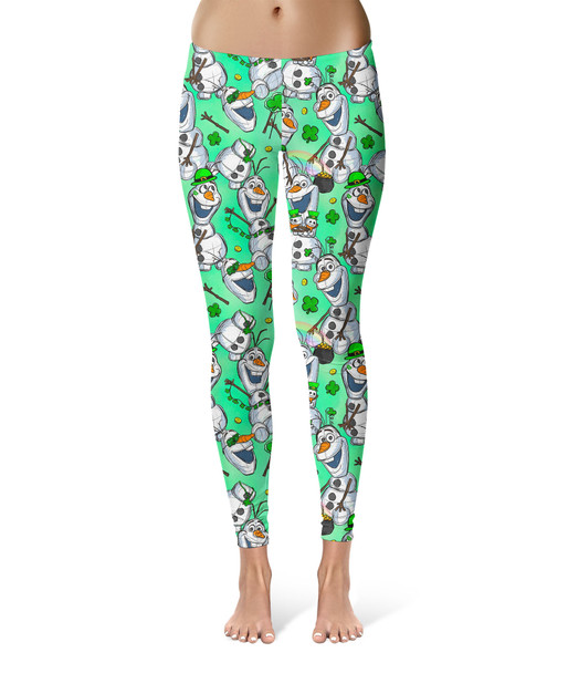 Sport Leggings - Sketched Olaf St. Patrick's Day