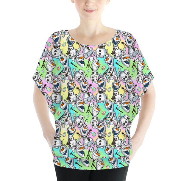 Batwing Chiffon Top - Sketched Olaf Easter