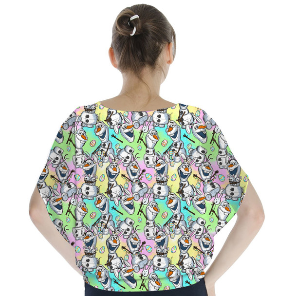 Batwing Chiffon Top - Sketched Olaf Easter