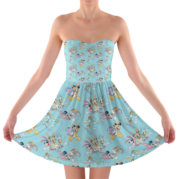 Sweetheart Strapless Skater Dress - Mickey Mouse & the Easter Bunny Costumes