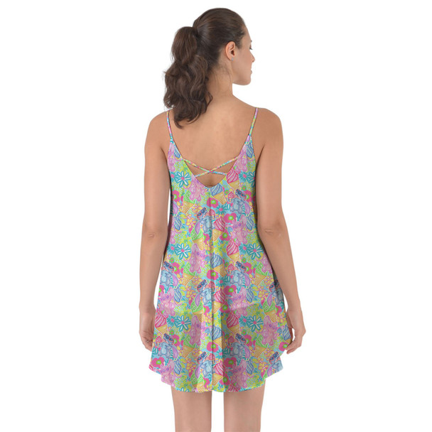 Beach Cover Up Dress - Neon Floral Stitch & Angel