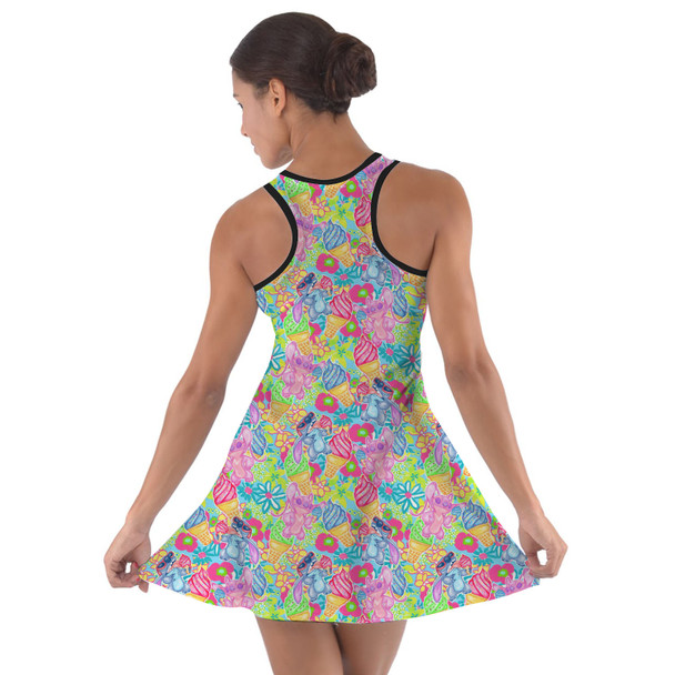 Cotton Racerback Dress - Neon Floral Stitch & Angel