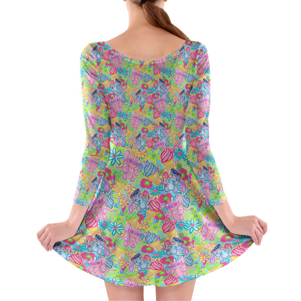 Longsleeve Skater Dress - Neon Floral Stitch & Angel