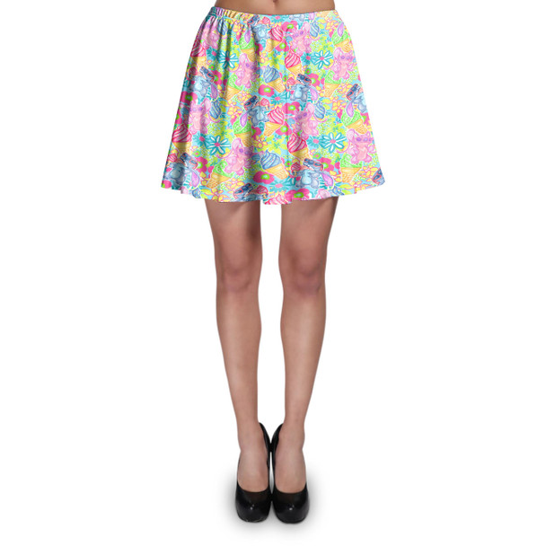 Skater Skirt - Neon Floral Stitch & Angel