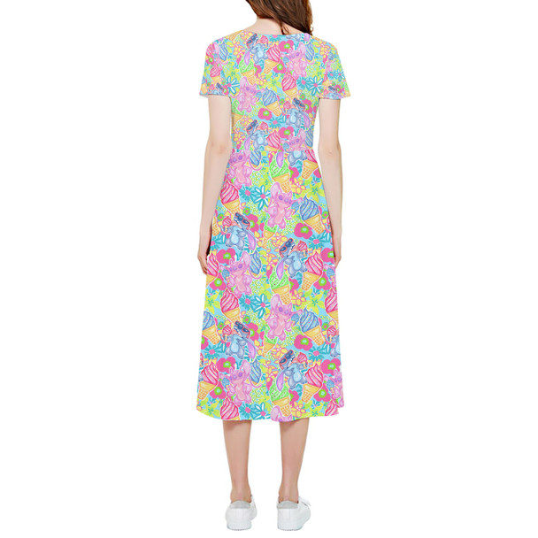 High Low Midi Dress - Neon Floral Stitch & Angel
