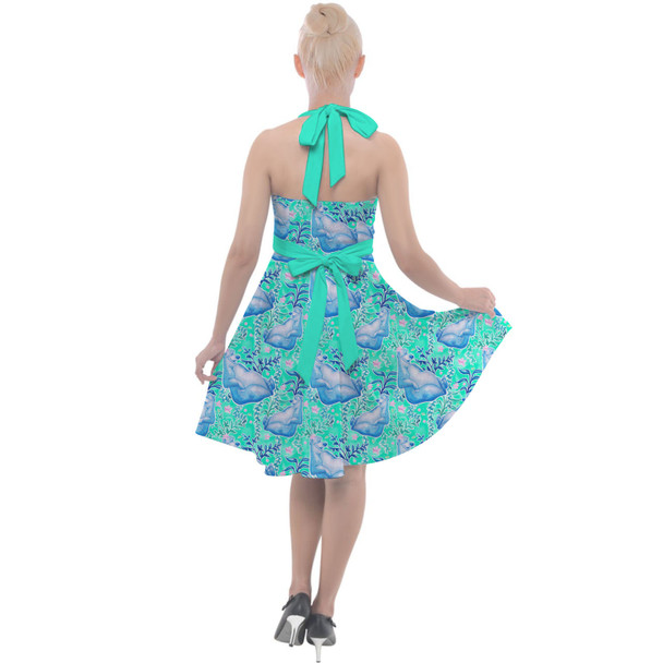 Halter Vintage Style Dress - Neon Floral Baloo