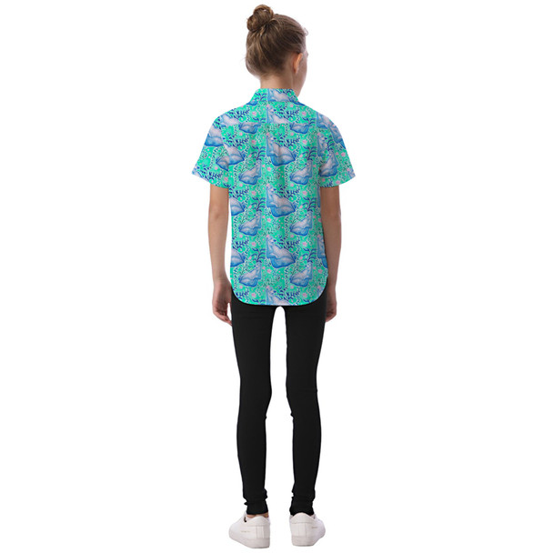 Kids' Button Down Short Sleeve Shirt - Neon Floral Baloo