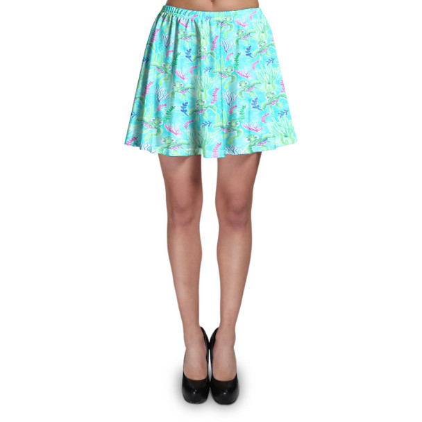 Skater Skirt - Neon Floral Baby Turtle Squirt