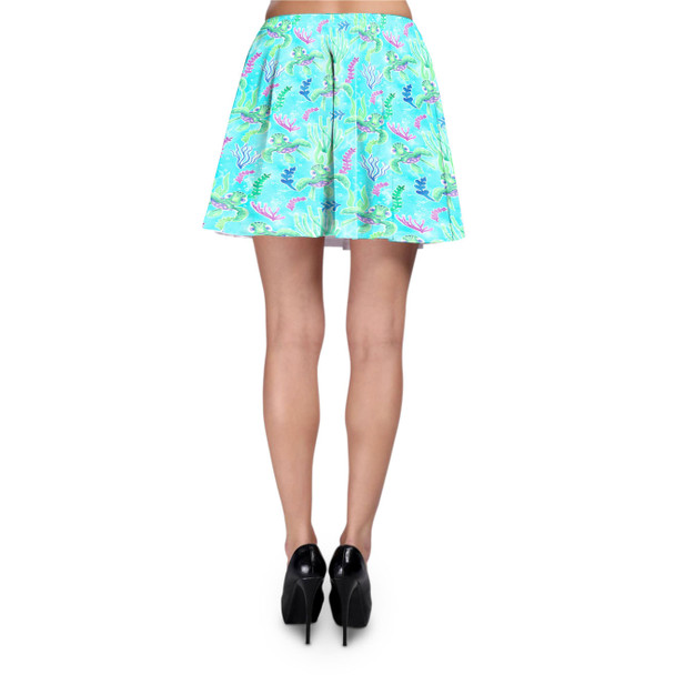Skater Skirt - Neon Floral Baby Turtle Squirt