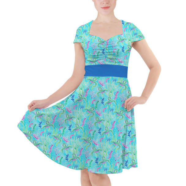 Sweetheart Midi Dress - Neon Floral Baby Turtle Squirt