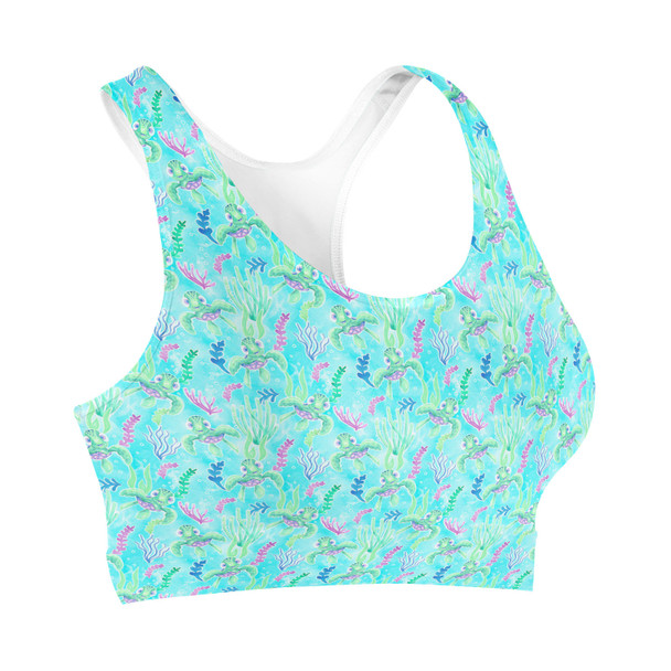 Sports Bra - Neon Floral Baby Turtle Squirt