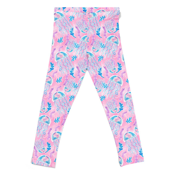 Girls' Leggings - Neon Floral Jellyfish