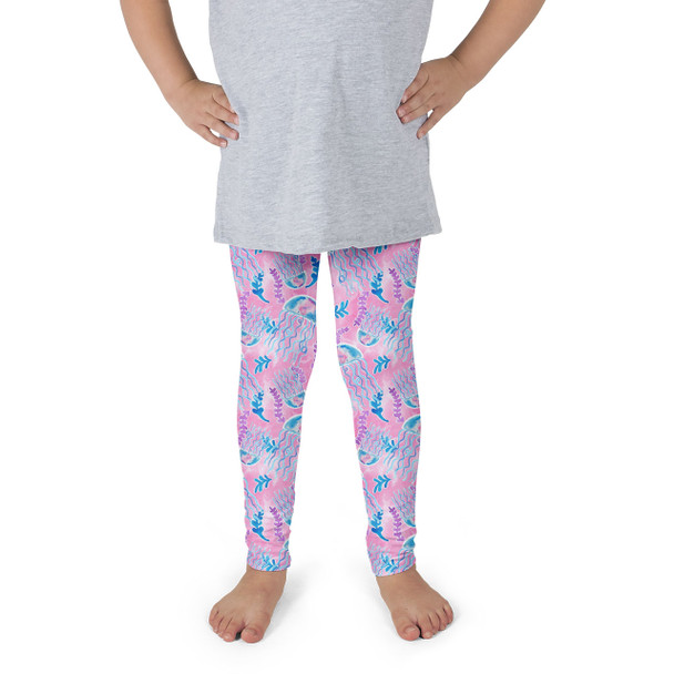 Girls' Leggings - Neon Floral Jellyfish