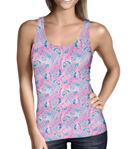 Women's Tank Top - Neon Floral Jellyfish