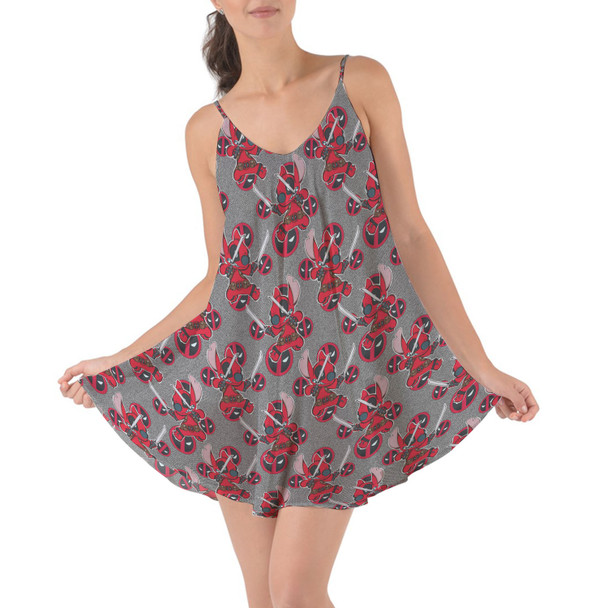 Beach Cover Up Dress - Superhero Stitch - Deadpool