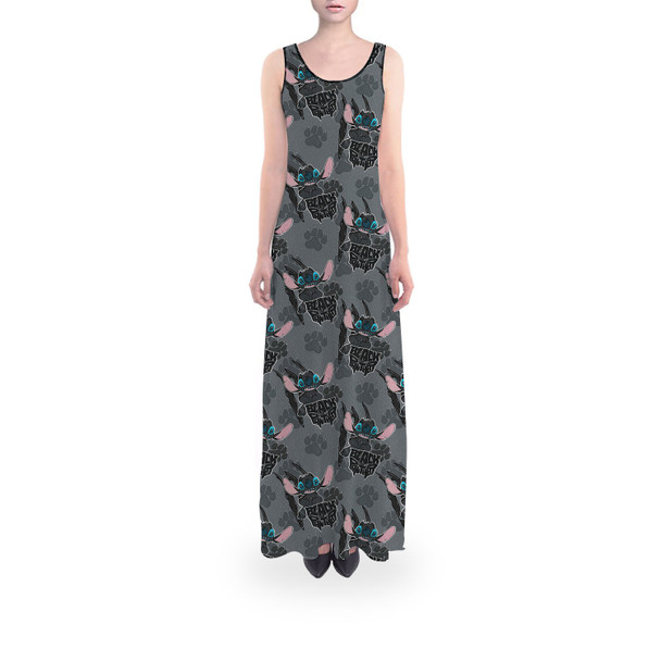 Flared Maxi Dress - Superhero Stitch - Black Panther