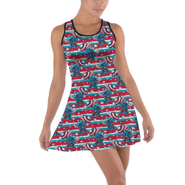 Cotton Racerback Dress - Superhero Stitch - Captain America