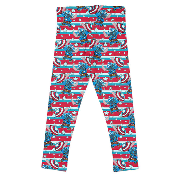 Girls' Leggings - Superhero Stitch - Captain America