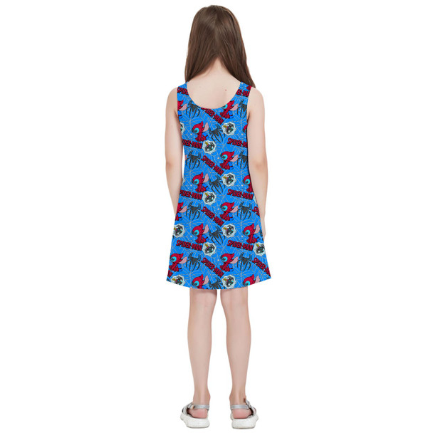 Girls Sleeveless Dress - Superhero Stitch - Spiderman