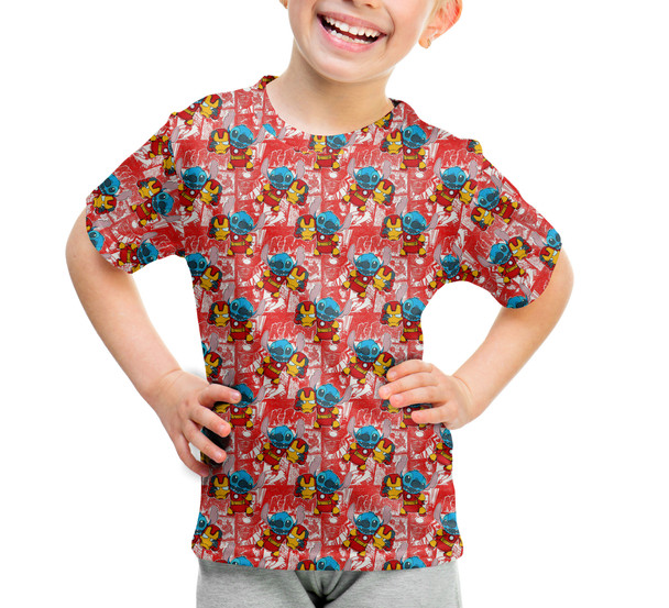 Youth Cotton Blend T-Shirt - Superhero Stitch - Ironman