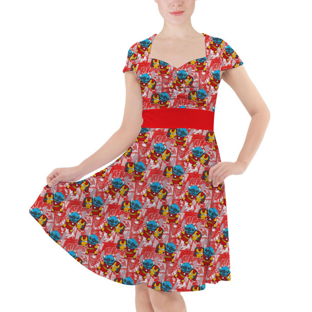 Sweetheart Midi Dress - Superhero Stitch - Ironman