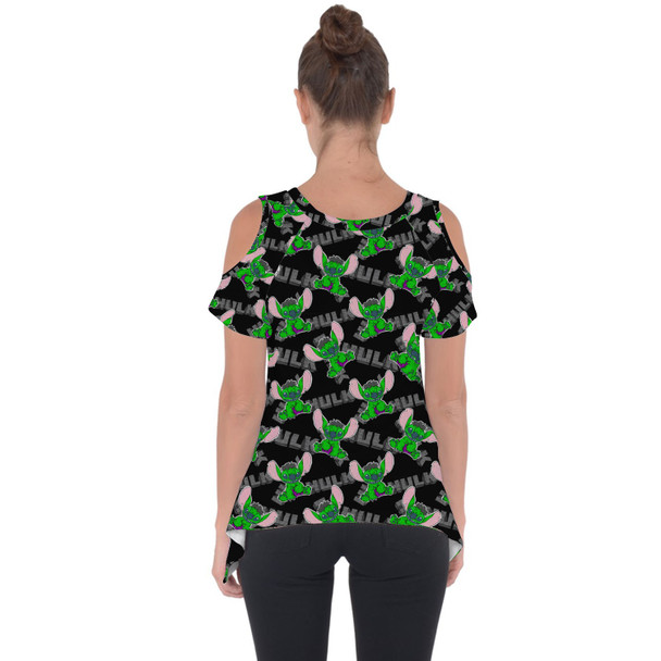 Cold Shoulder Tunic Top - Superhero Stitch - Hulk