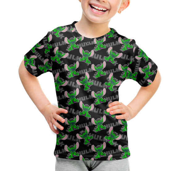 Youth Cotton Blend T-Shirt - Superhero Stitch - Hulk