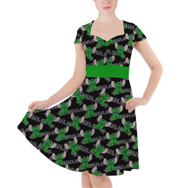 Sweetheart Midi Dress - Superhero Stitch - Hulk