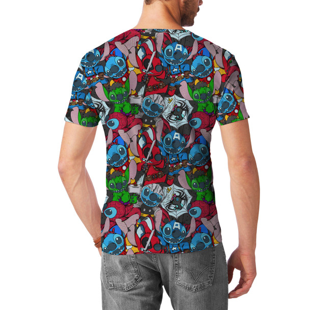 Men's Sport Mesh T-Shirt - Superhero Stitch - All Heroes Stacked